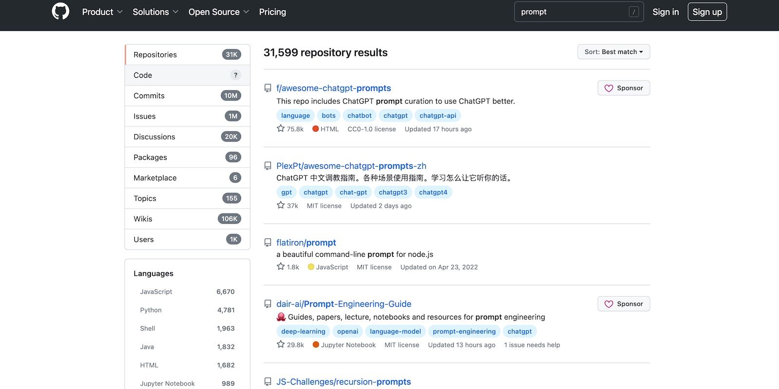 جستجوی دستورات هوش مصنوعی در GitHub