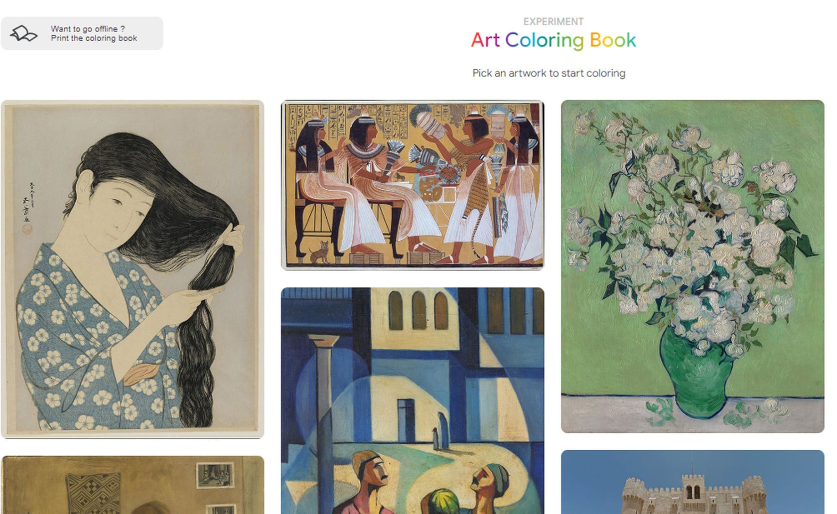 Google Arts & Culture online coloring book