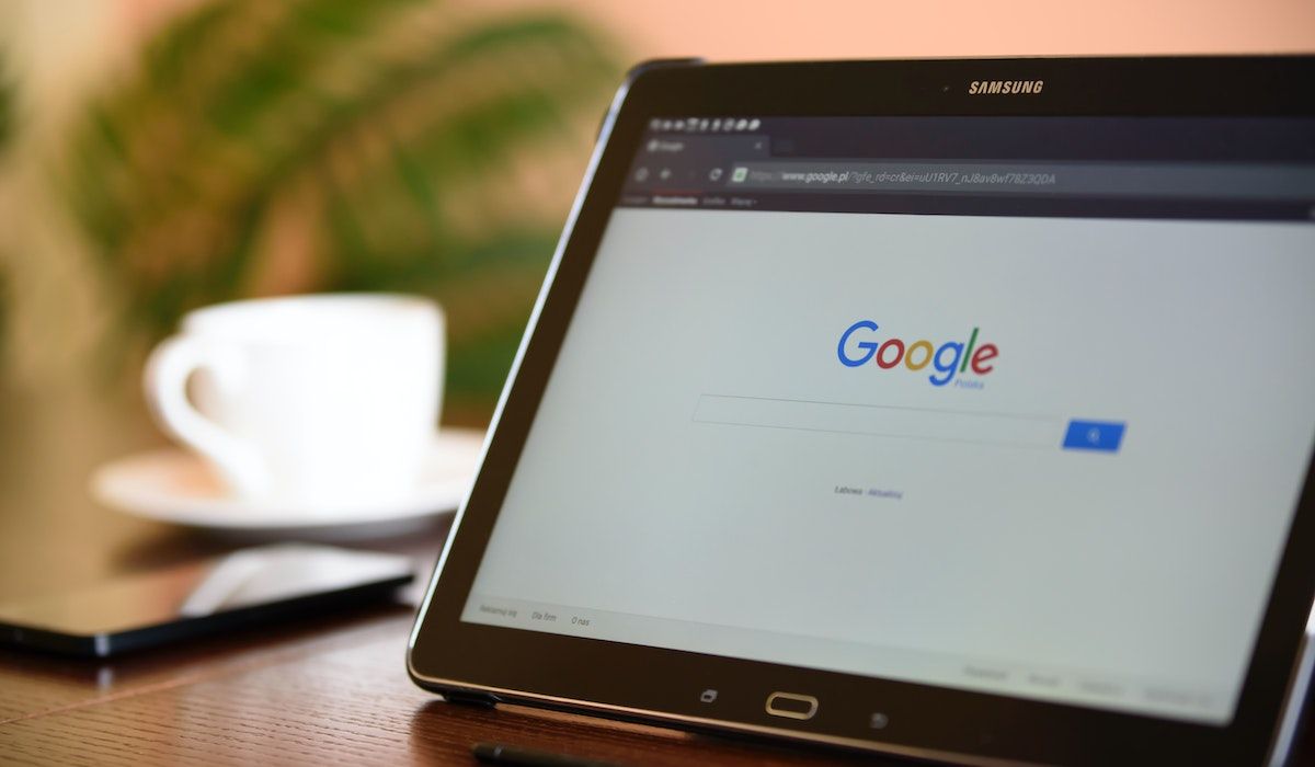 Chrome browser on a samsung tablet showing the Google homepage