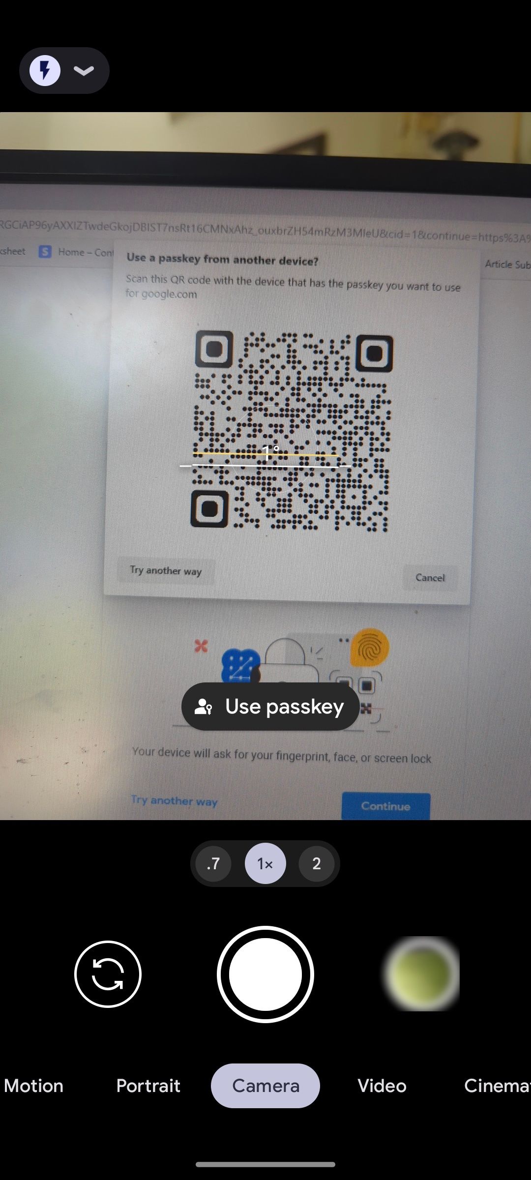 Connecting Google Passkey via QR code via Android Camera app