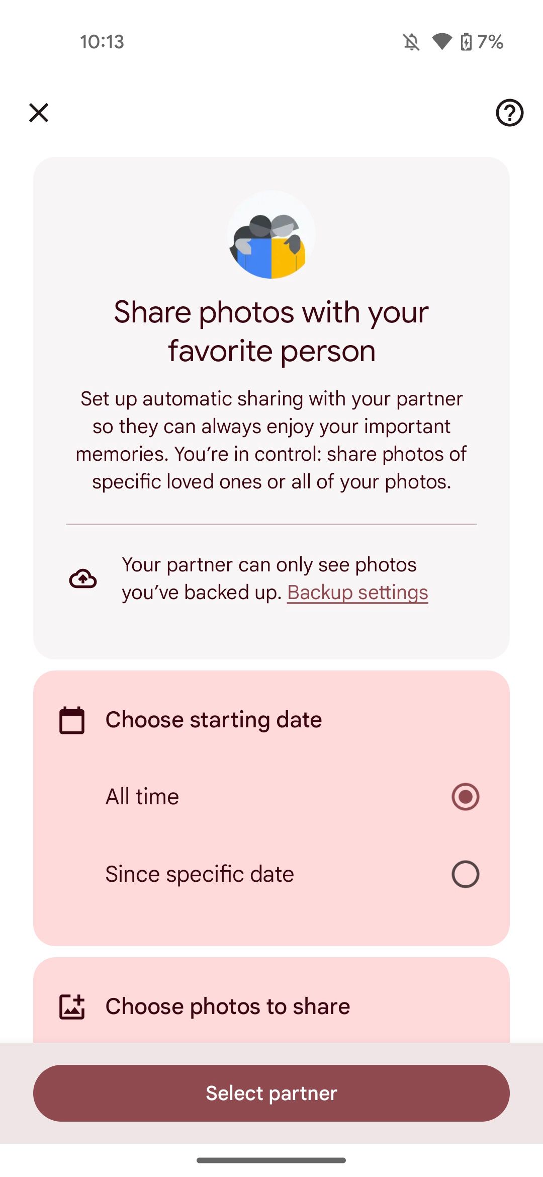 Sharing photos and images with a specific person in Google Photos