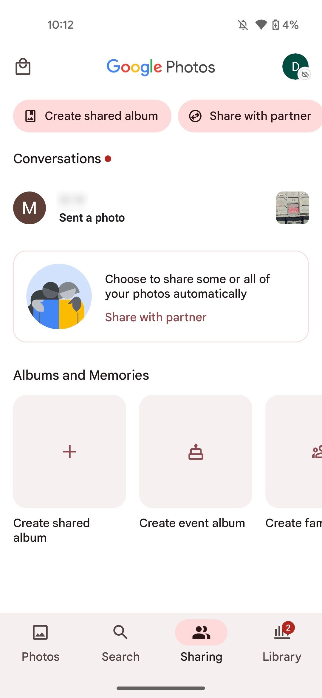 Sharing with partner in Partner Sharing in Google Photos
