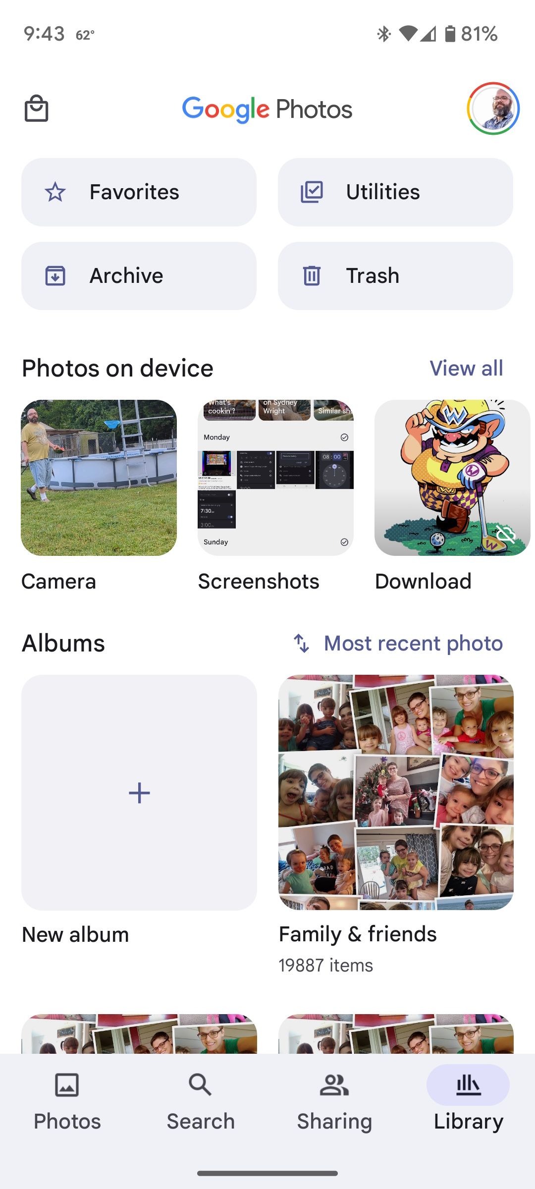 The Photos section in the Google Photos app on Android
