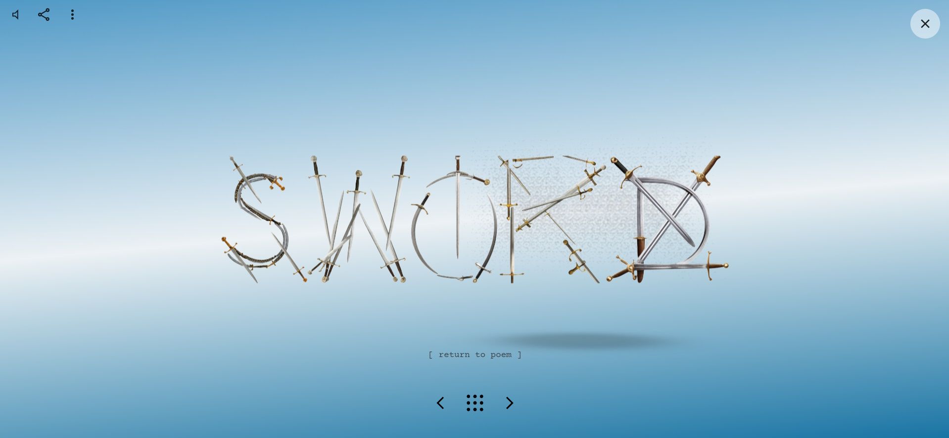 an image of the word sword generated in the Google AI game Haiku Imagined