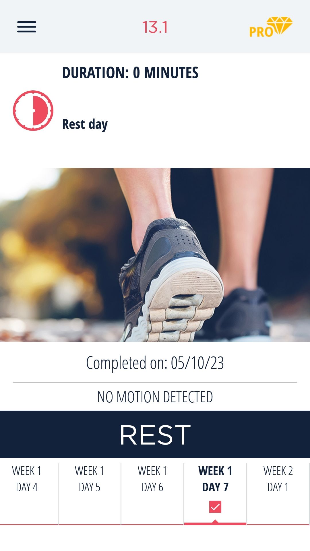 Half Marathon Trainer rest duration