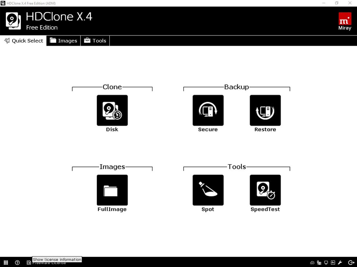 HDClone X interface