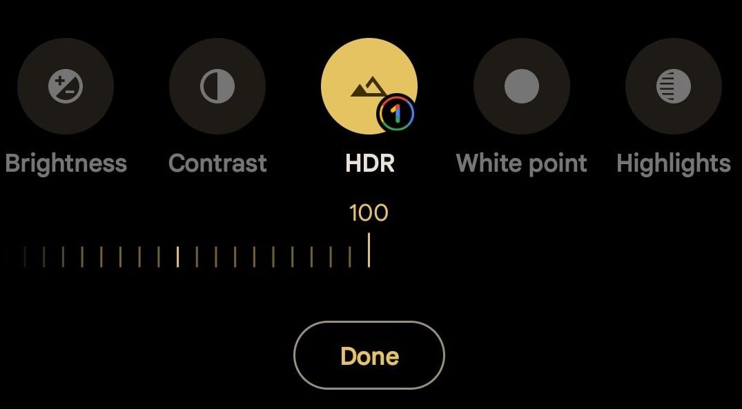 HDR tool selected at 100%