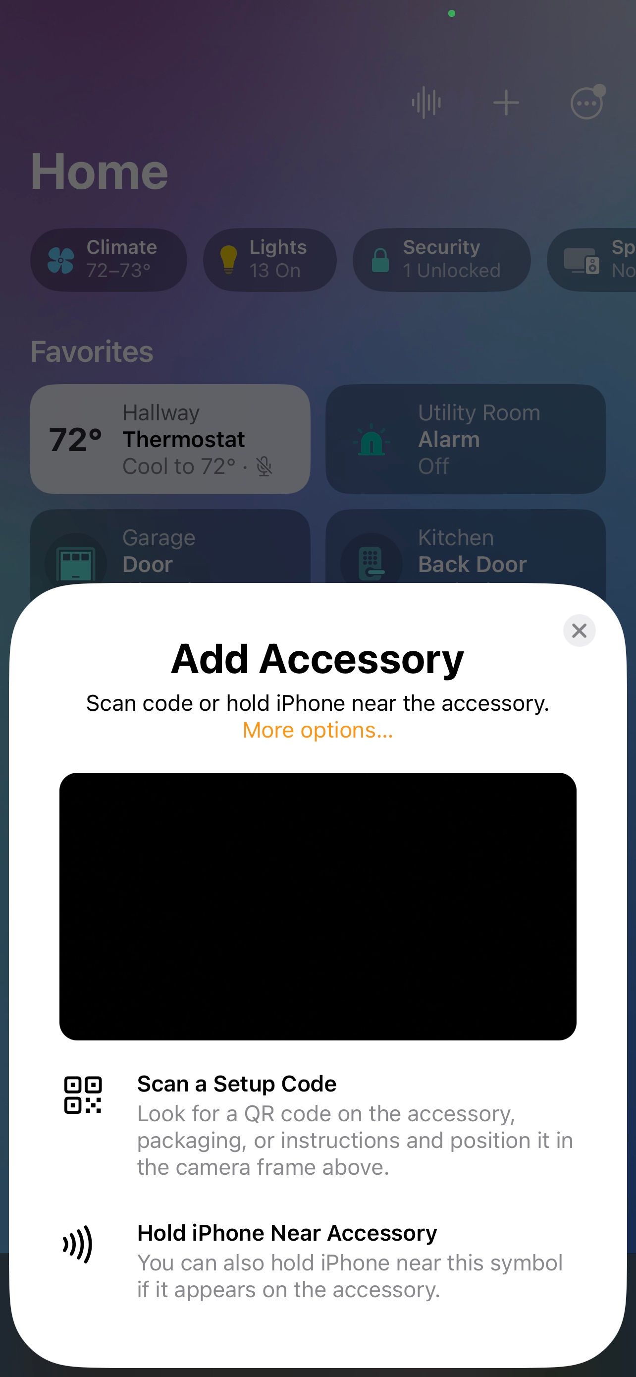 Accueil App iOS 16 Ajouter Scanner Accessoire