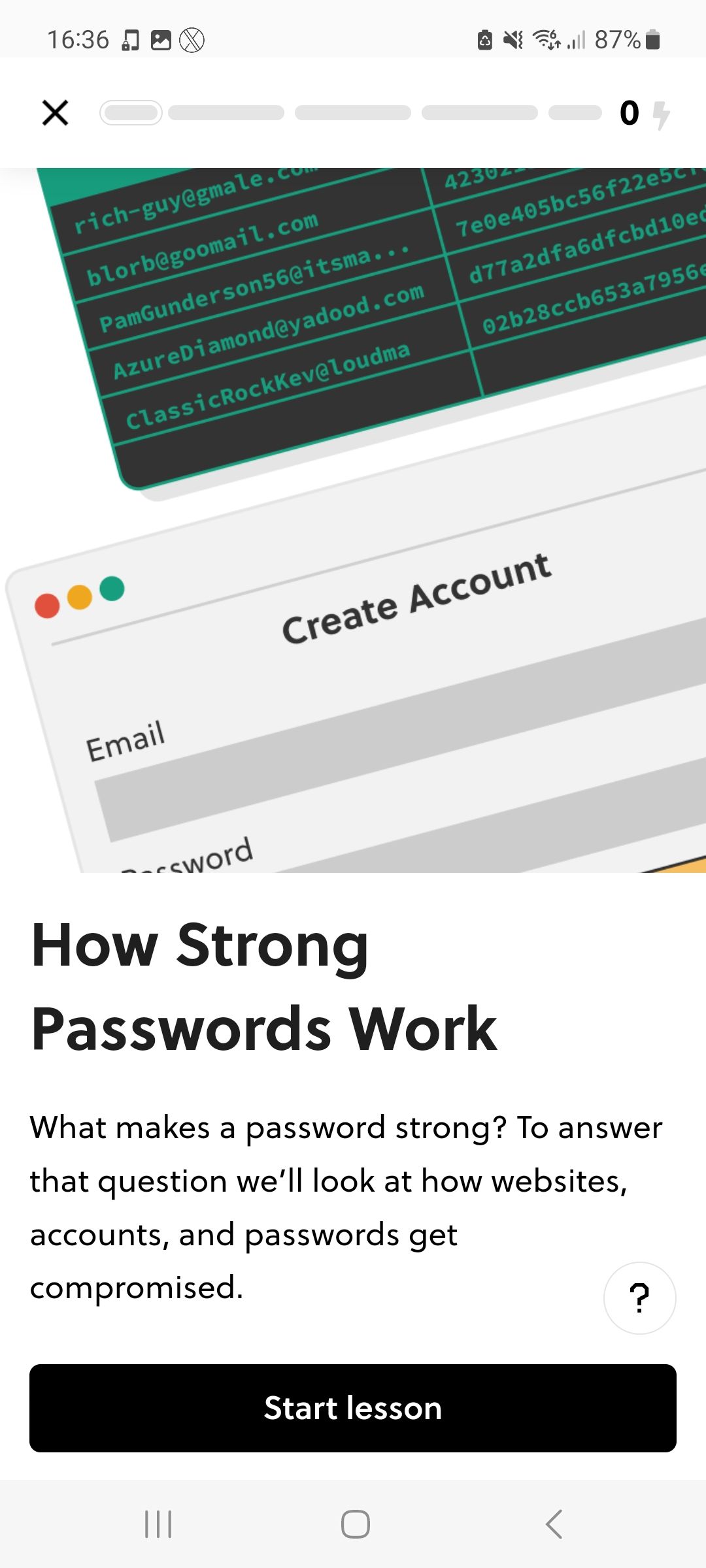 How strong passwords work course in Brilliant
