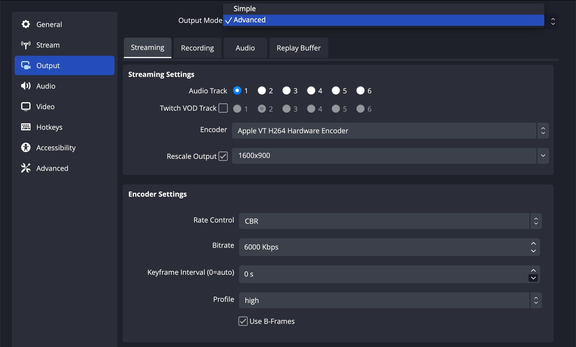 How to enable advanced output settings in OBS