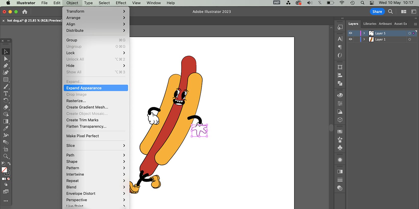 Adobe Illustrator Expand Appearance option.