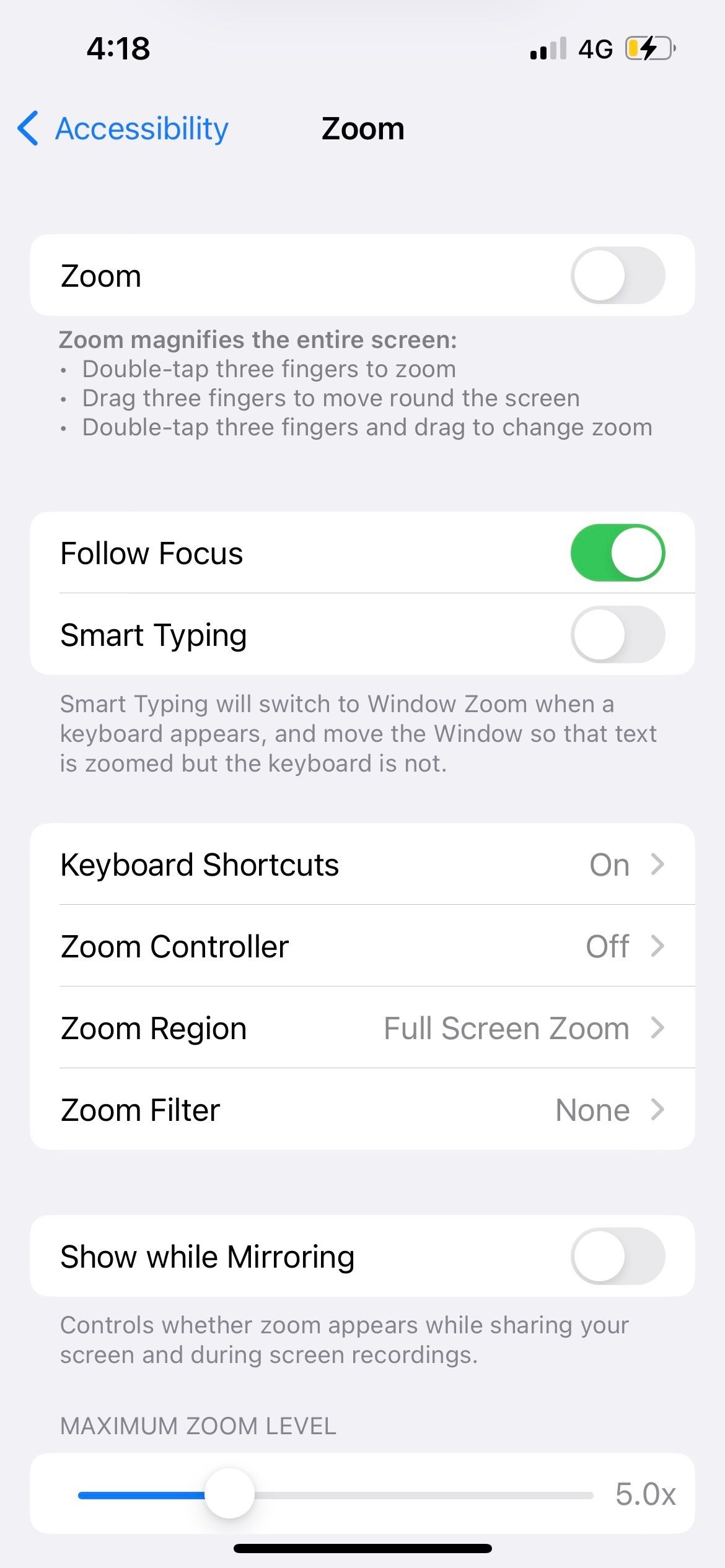 zoom  in iphone accessibility settings