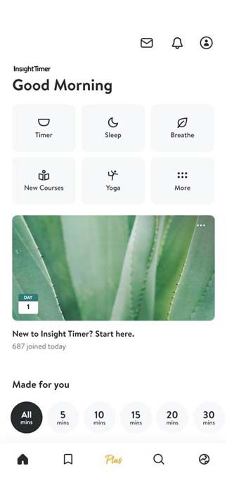 insight timer app home page