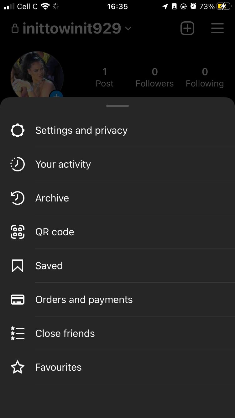 instagram settings options on mobile