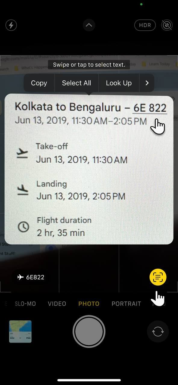 iOS Flight Tracking with Live-Text