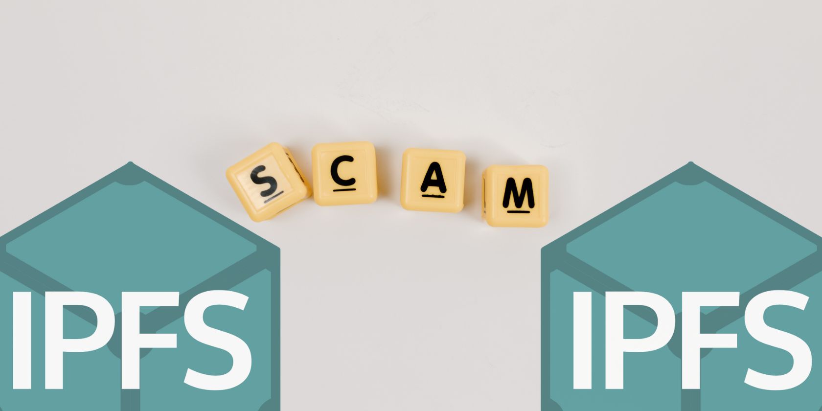 IPFS logos and scam letter on plain background