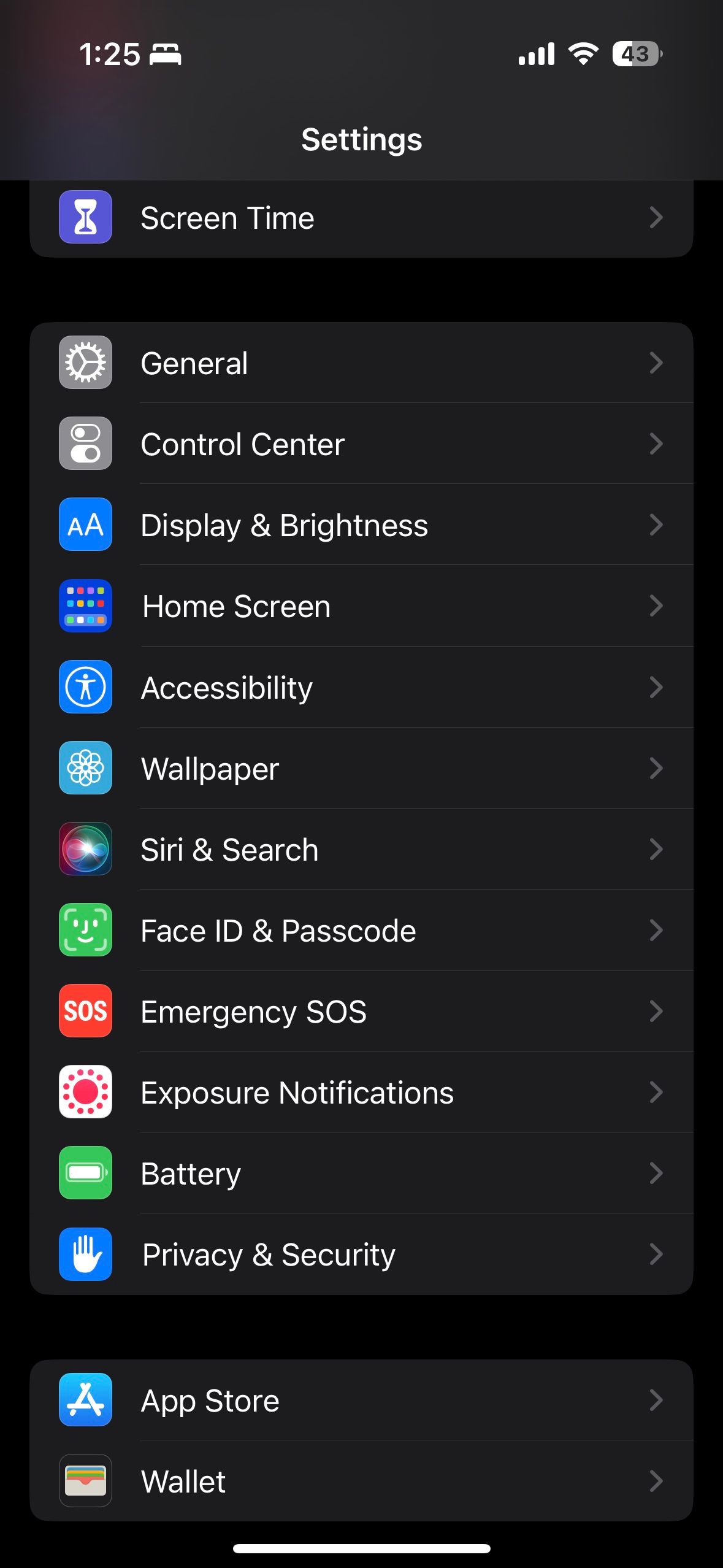 Settings App on iOS 16 showing the display & brightness option for Always On Display settings