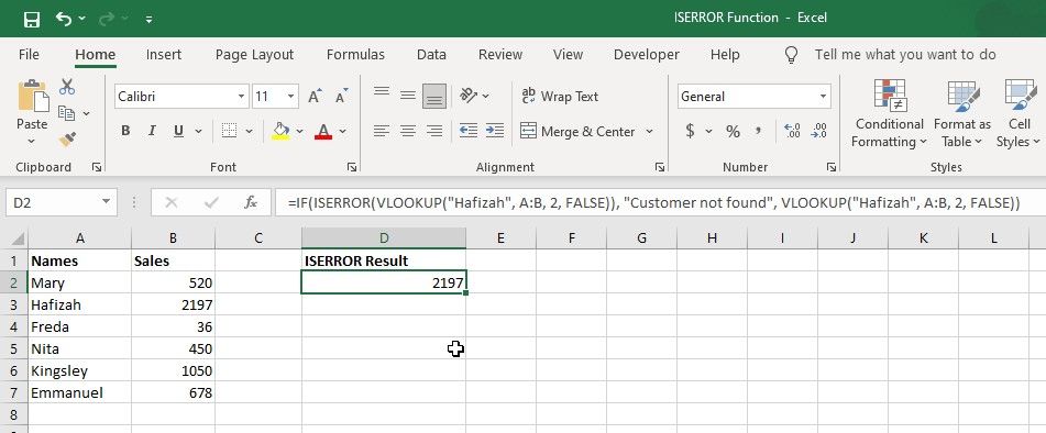 Menggabungkan ISERROR dengan VLOOKUP di Excel