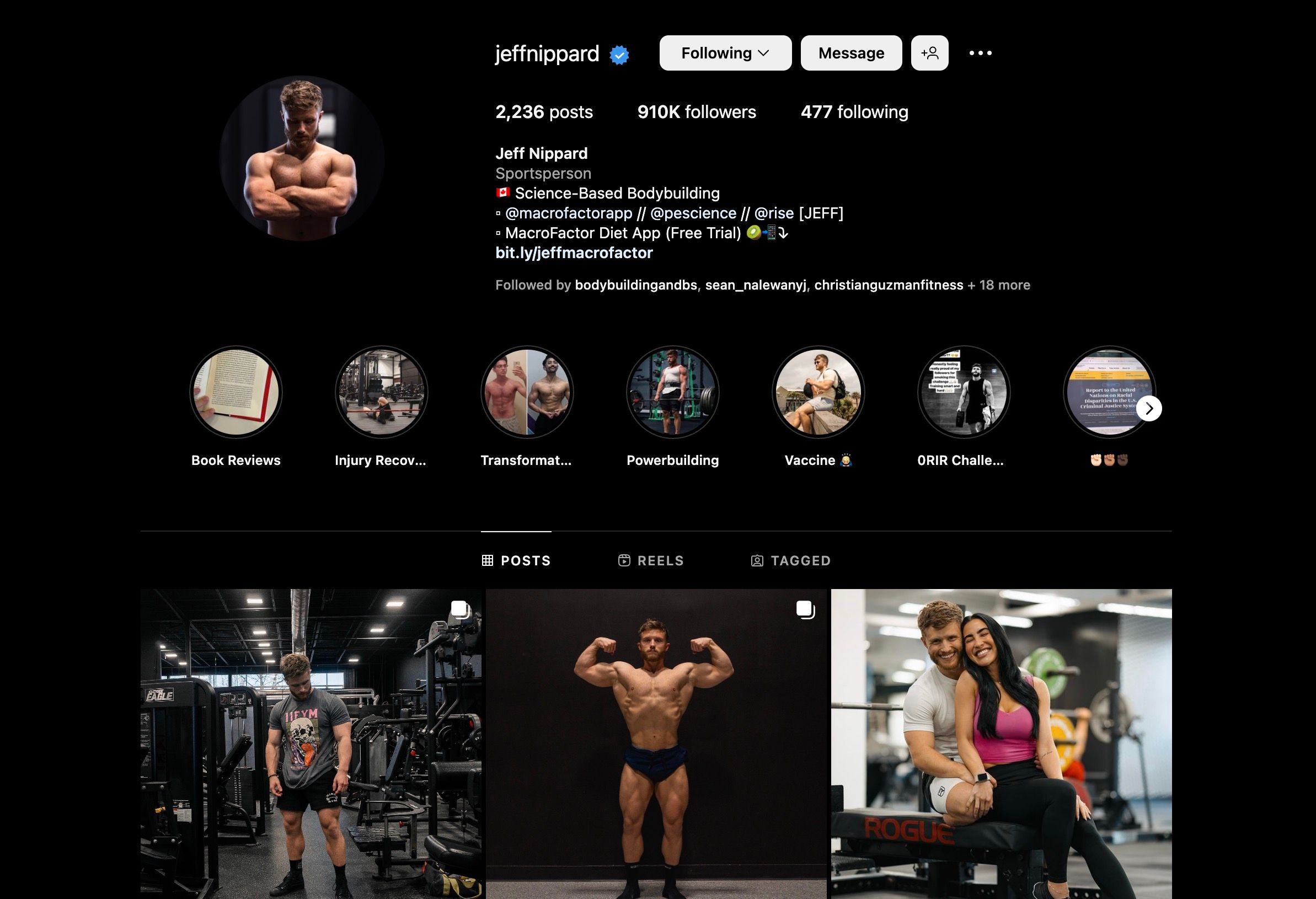 Jeff Nippard's Instagram profile 