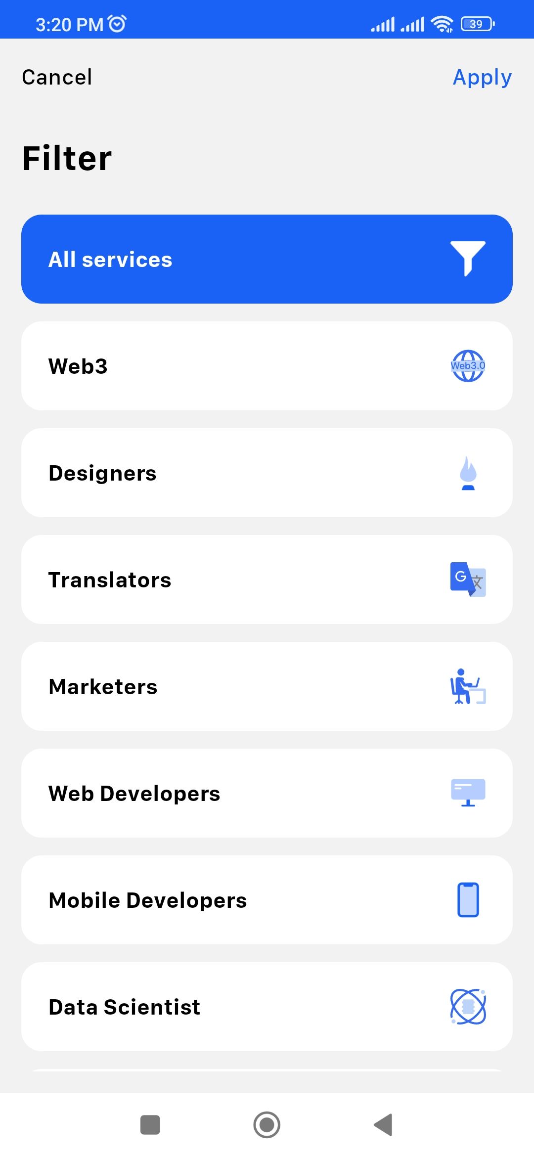 Job filters in the 24Task app