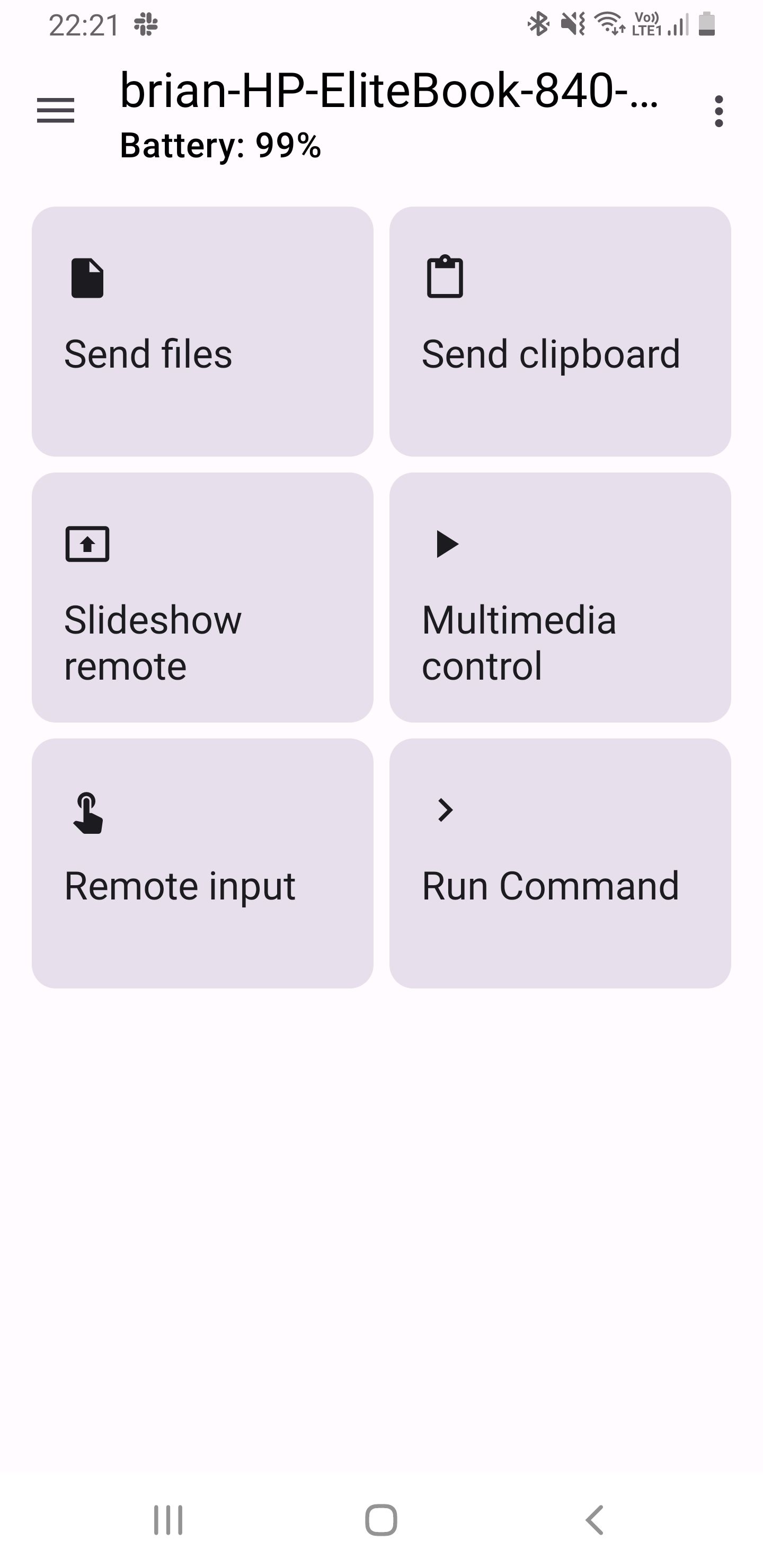 KDE Connect Options on a phone