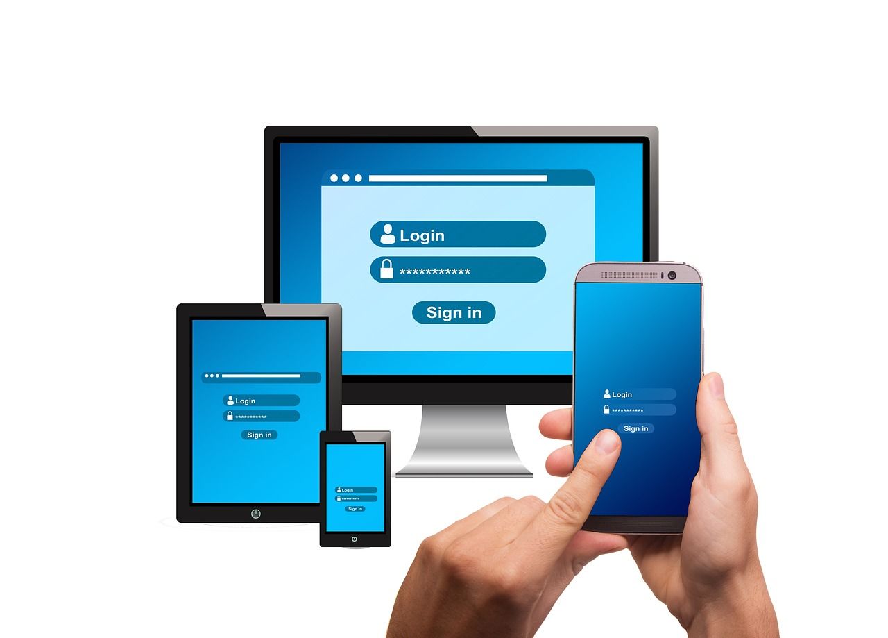 Multiple devices showing a login screen