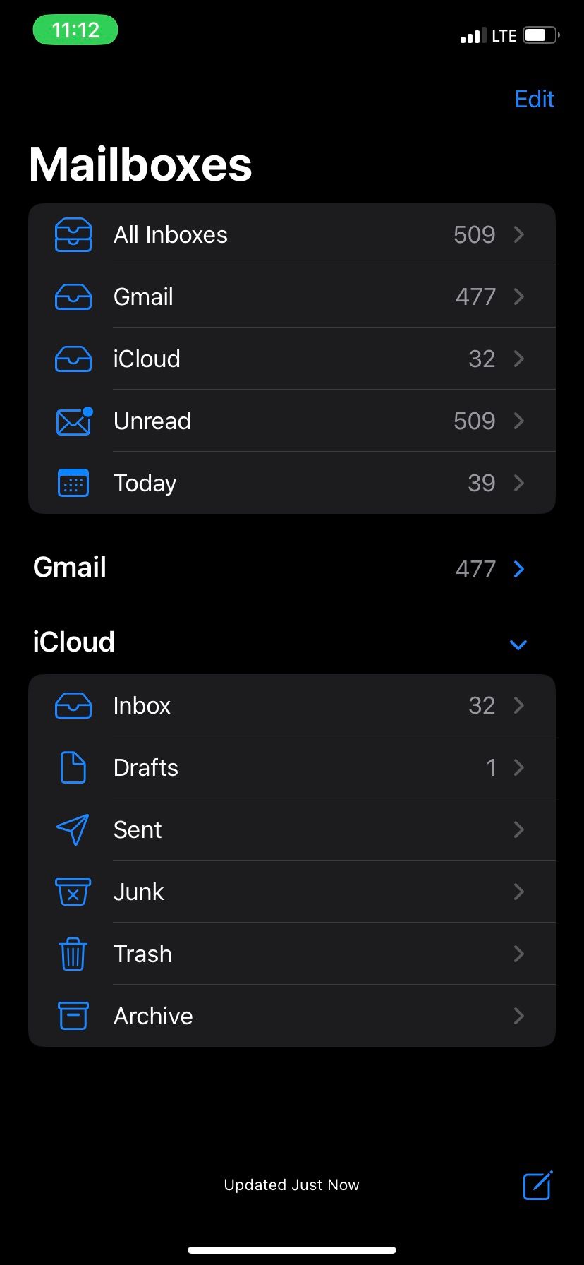 Mailboxes in Mail iOS