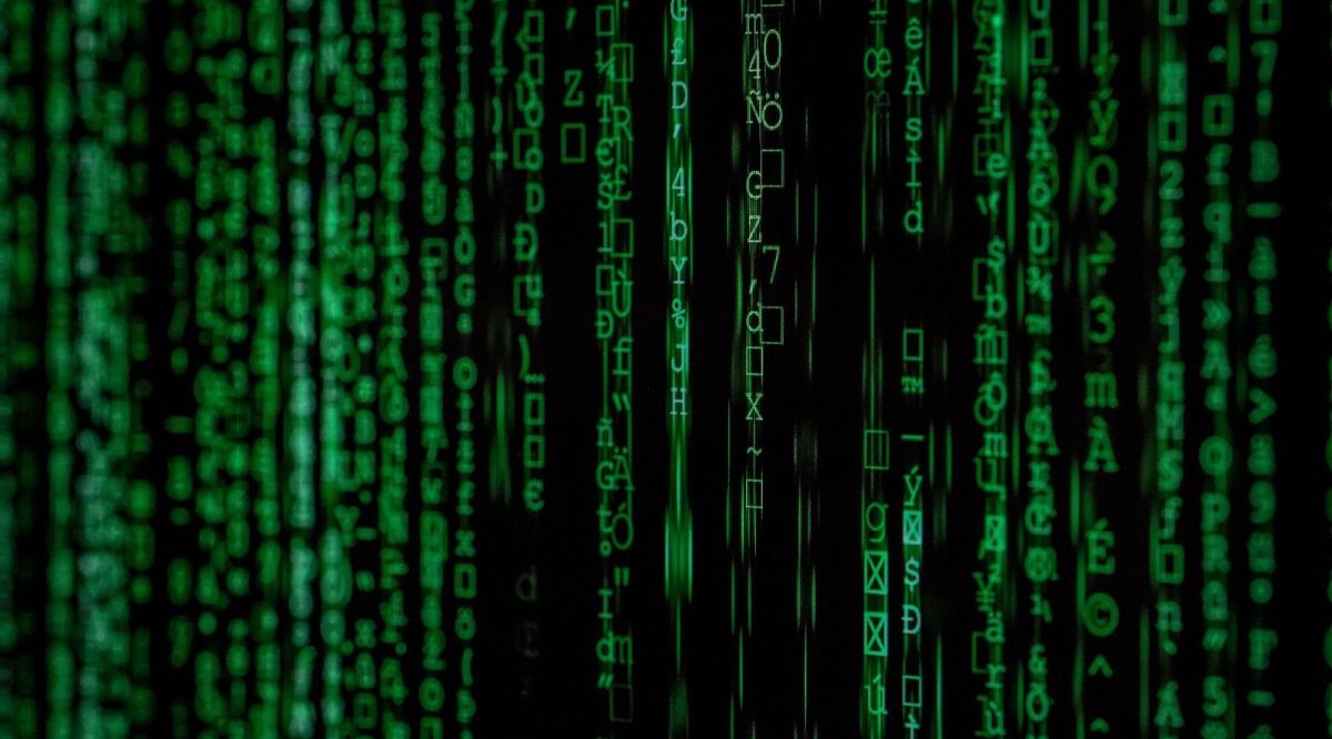 A close-up image of the matrix background