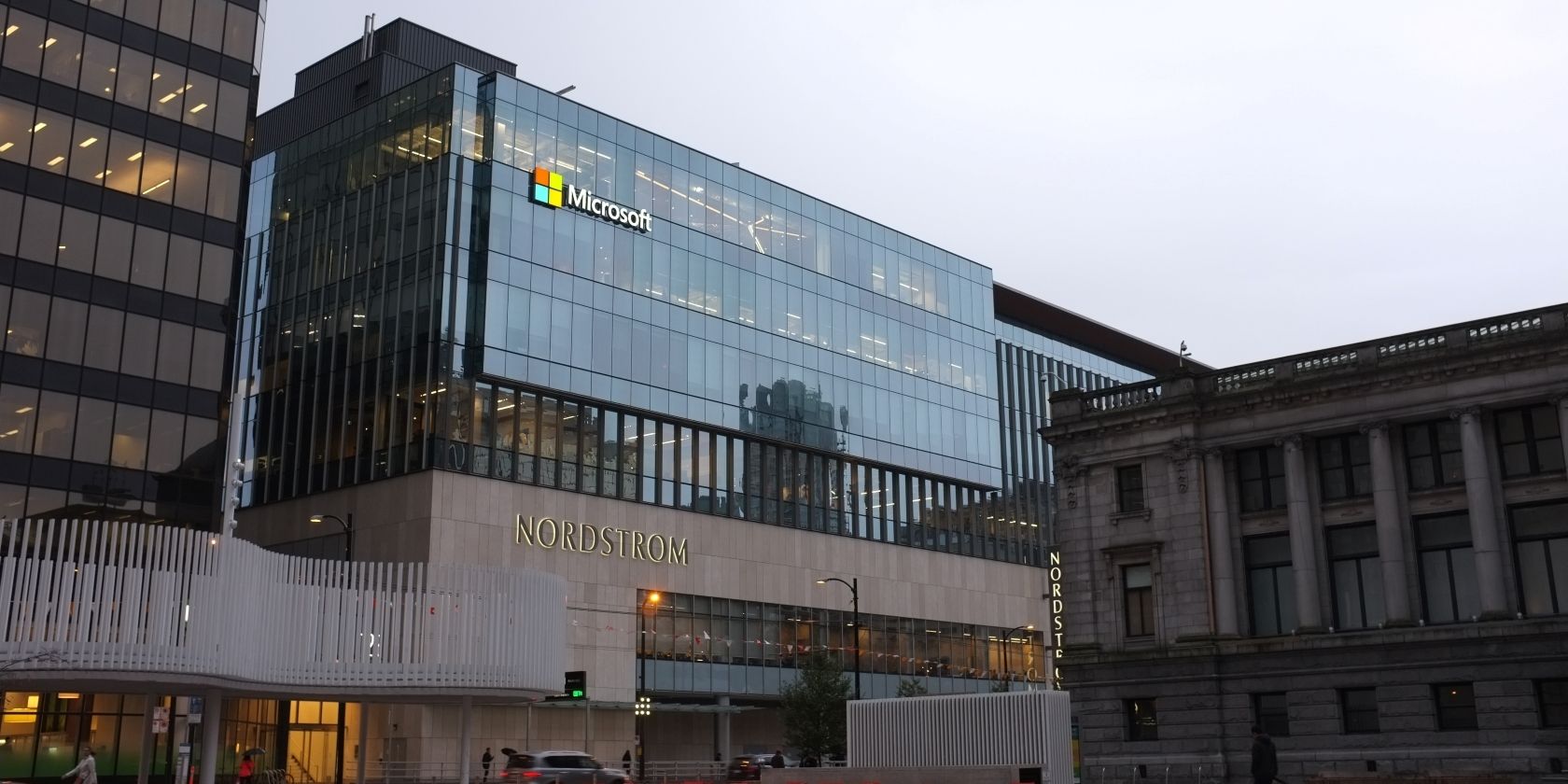 A photograph of the Microsoft building in Vancouver 