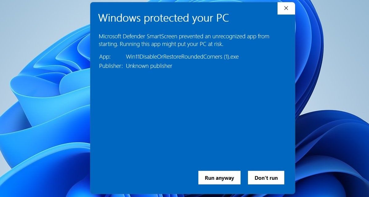 Microsoft Defender SmartScreen Window