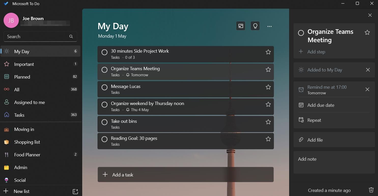 halaman Microsoft To Do My Day