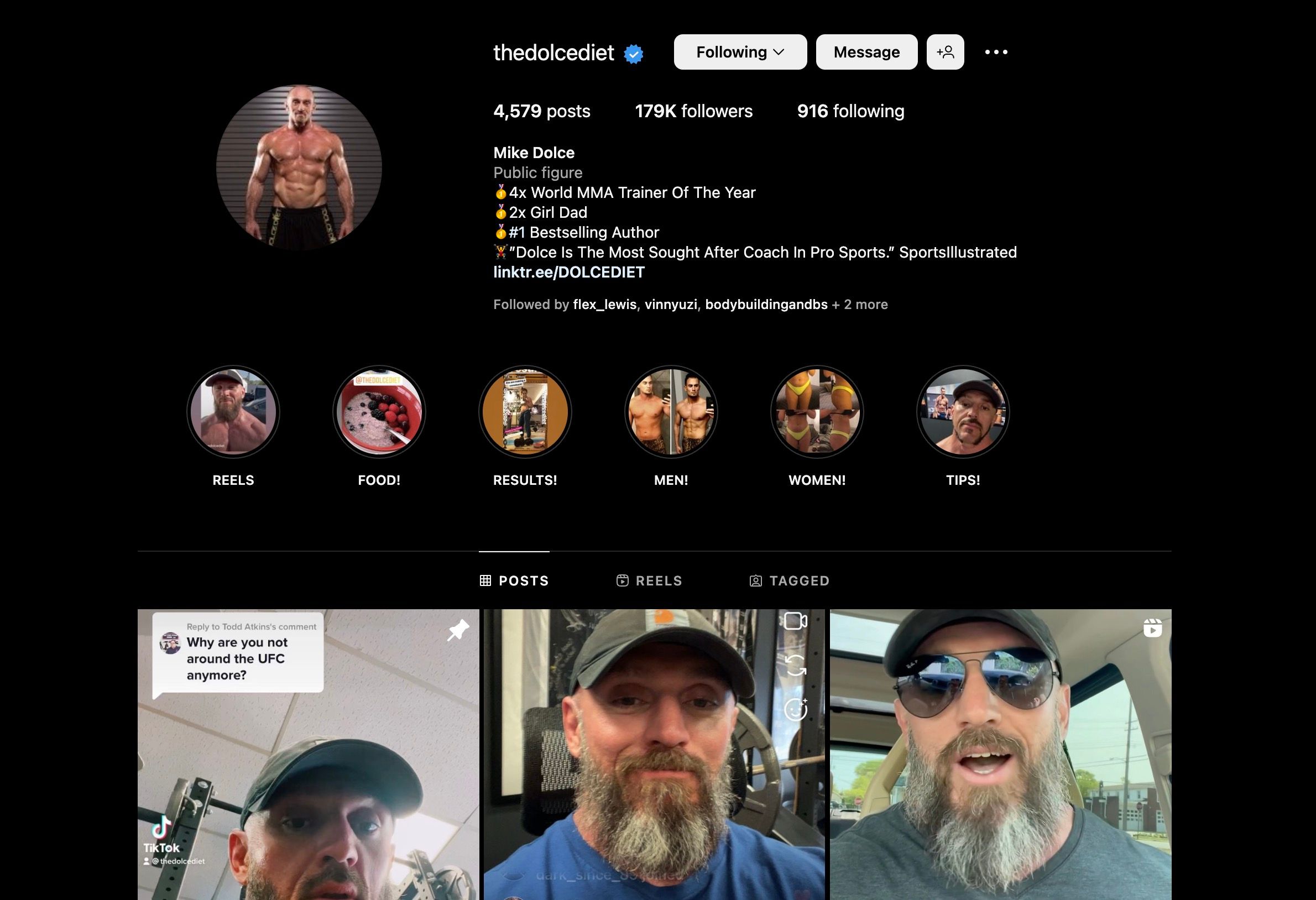 Mike Dolce's Instagram profile 