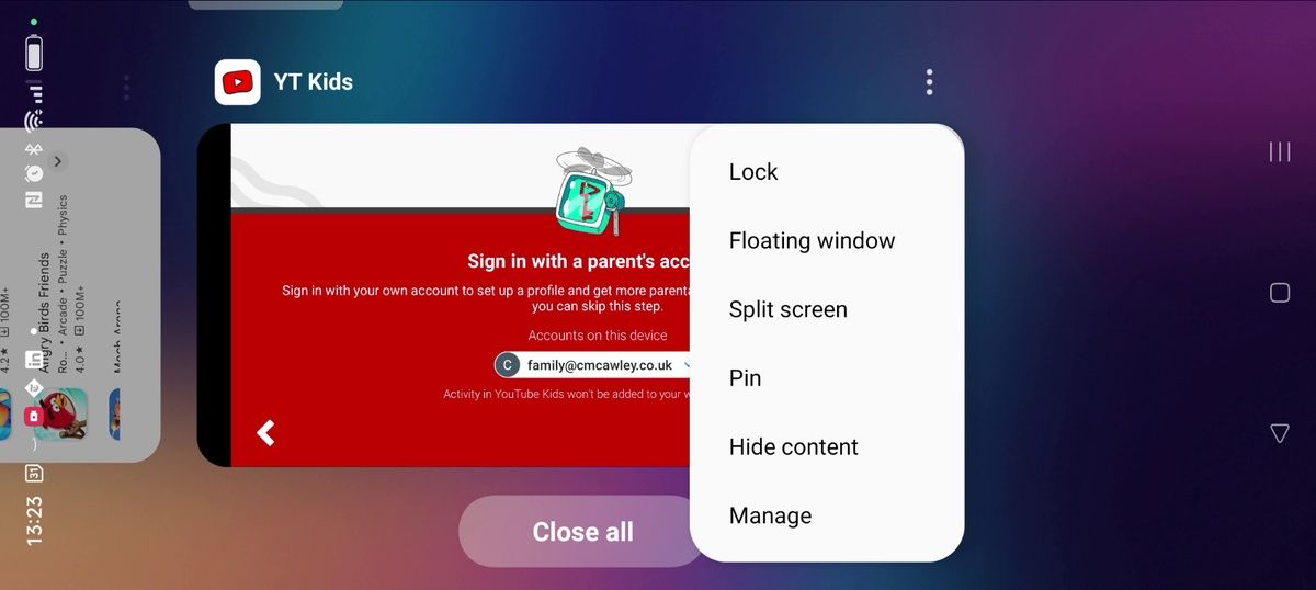 Pin an app in Android