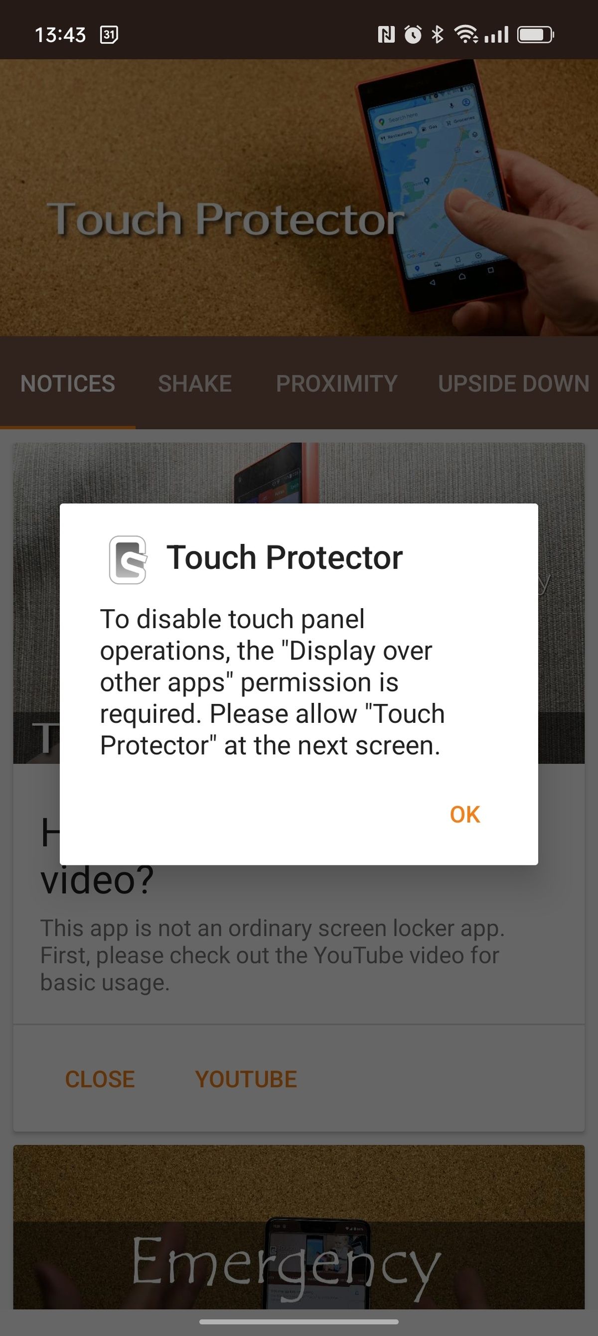 Lock touch screen on Android
