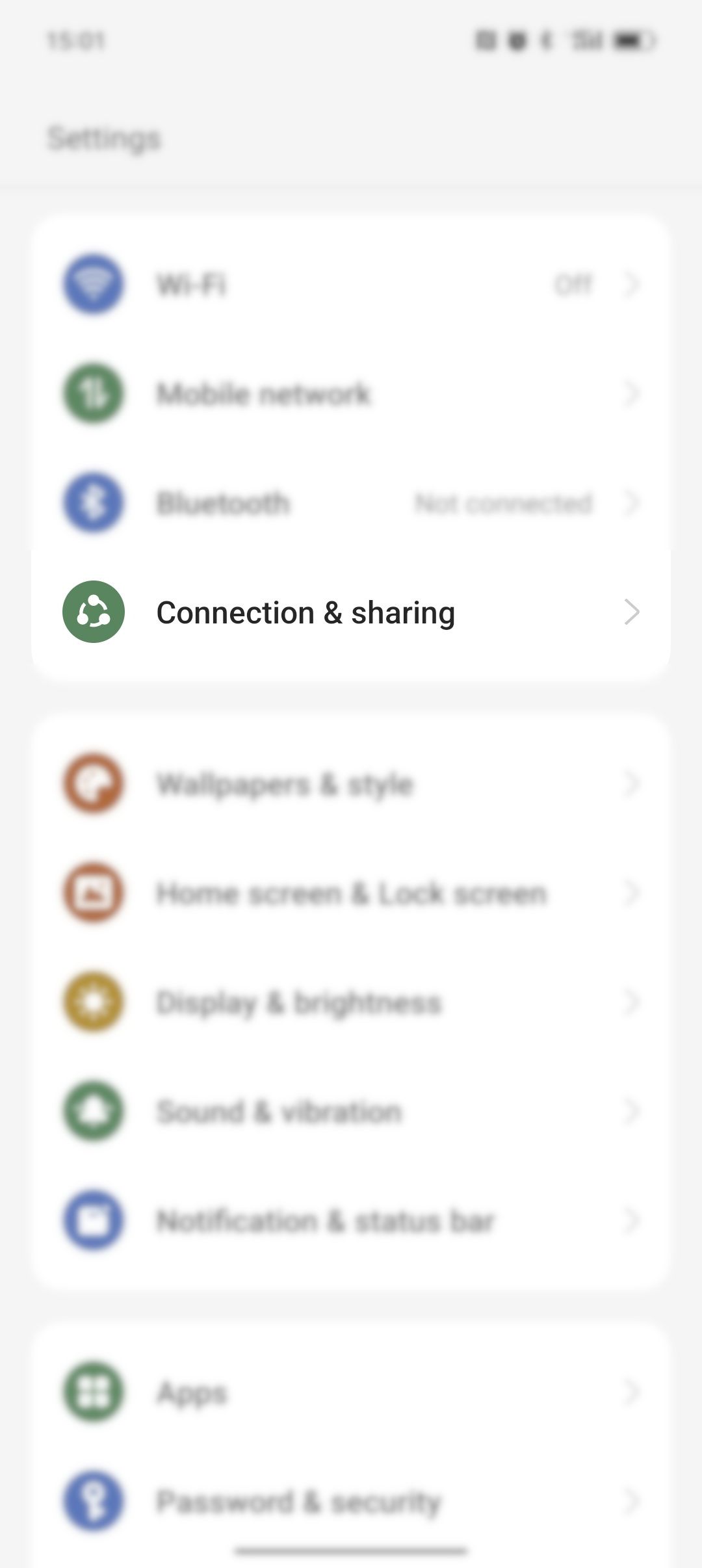 Android connection settings