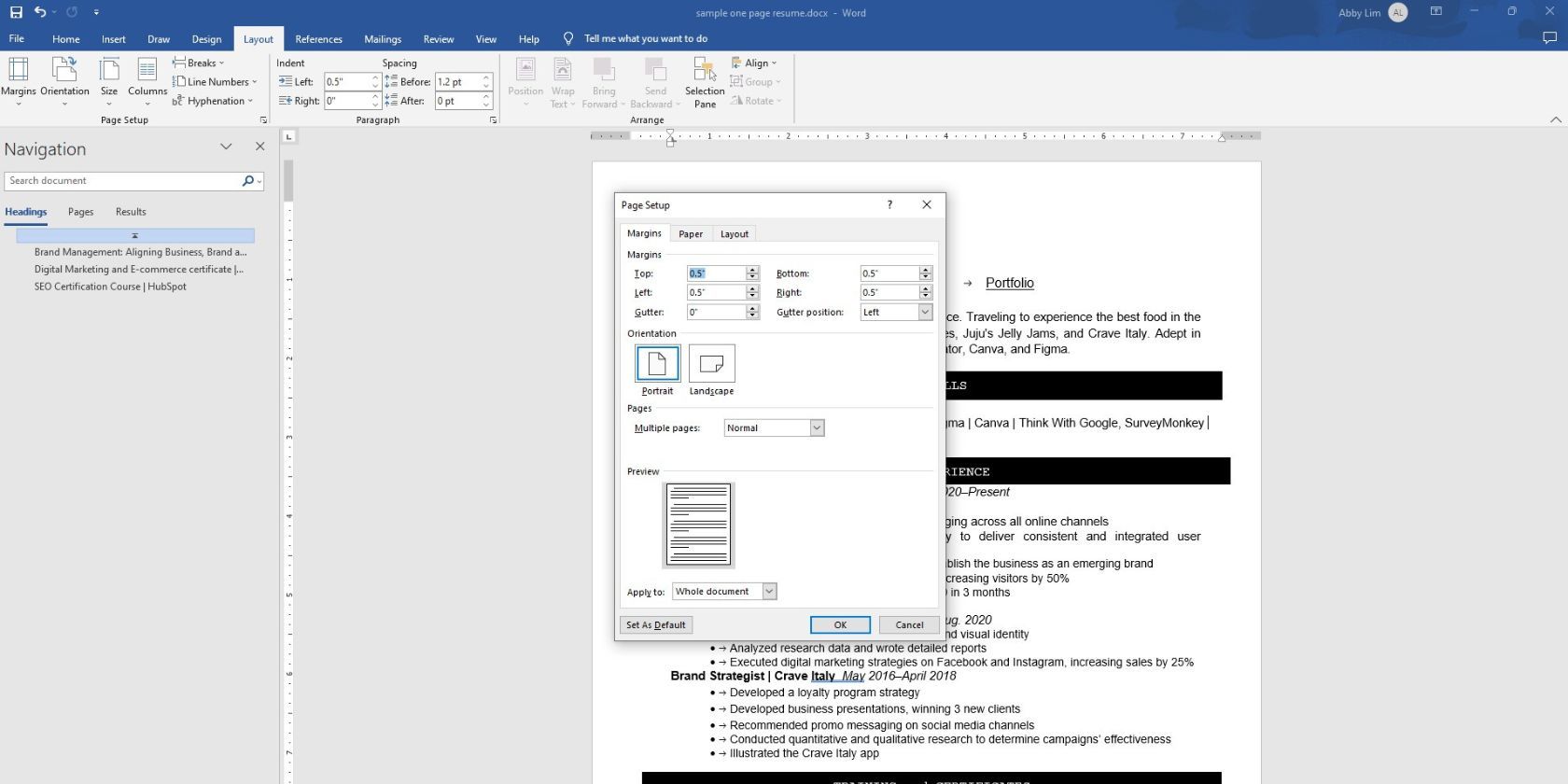 changing the margins on microsoft word