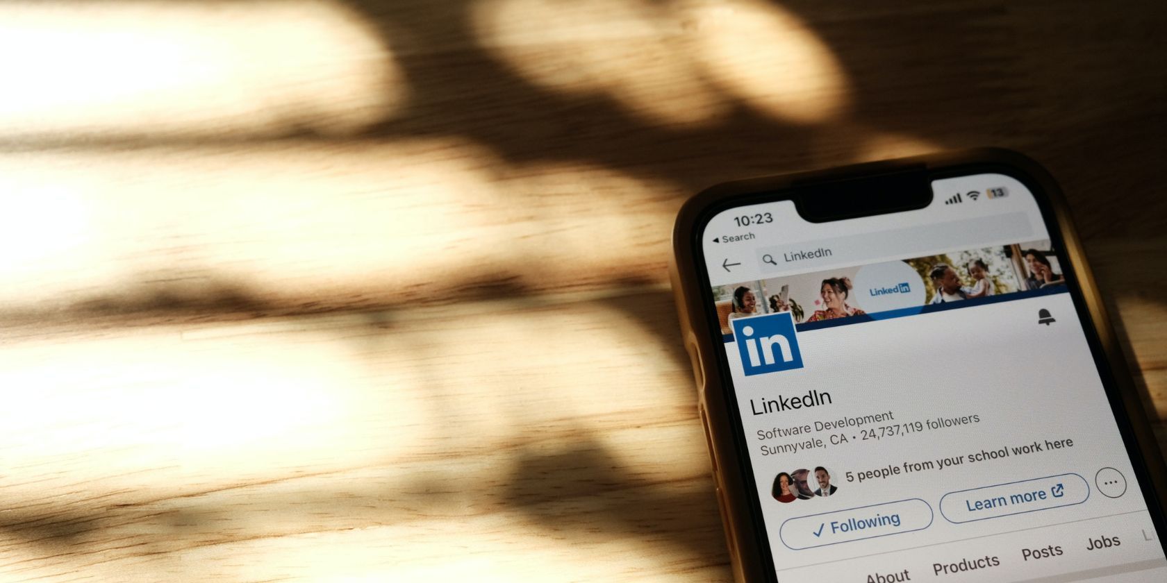 Close-up of Linkedin Page on Smartphone Screen