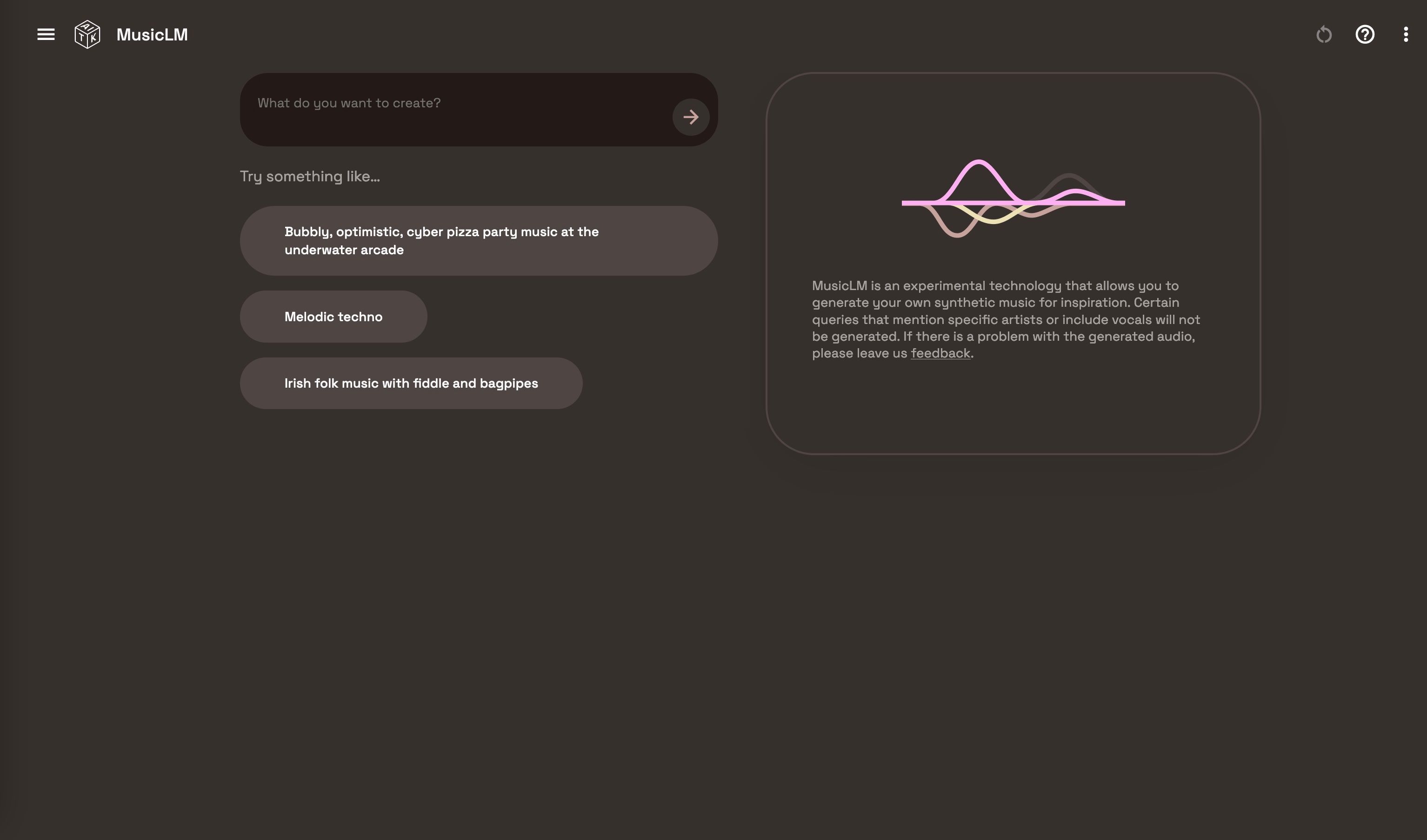Web application for Google's MusicLM AI music generator