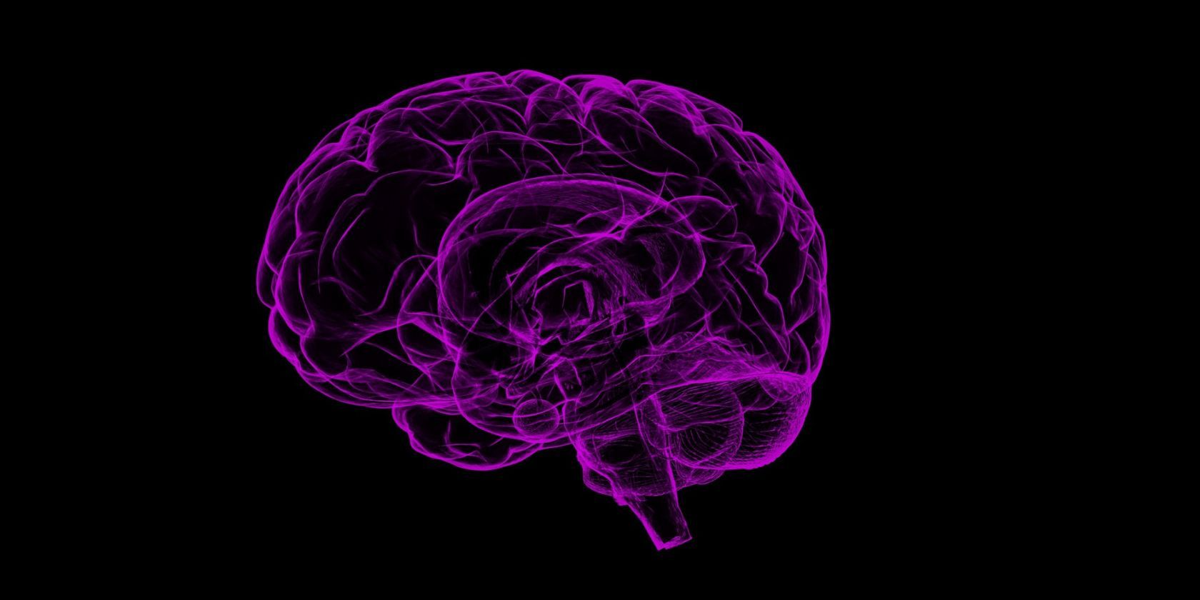 Imagine de creier roz neon pe fundal negru