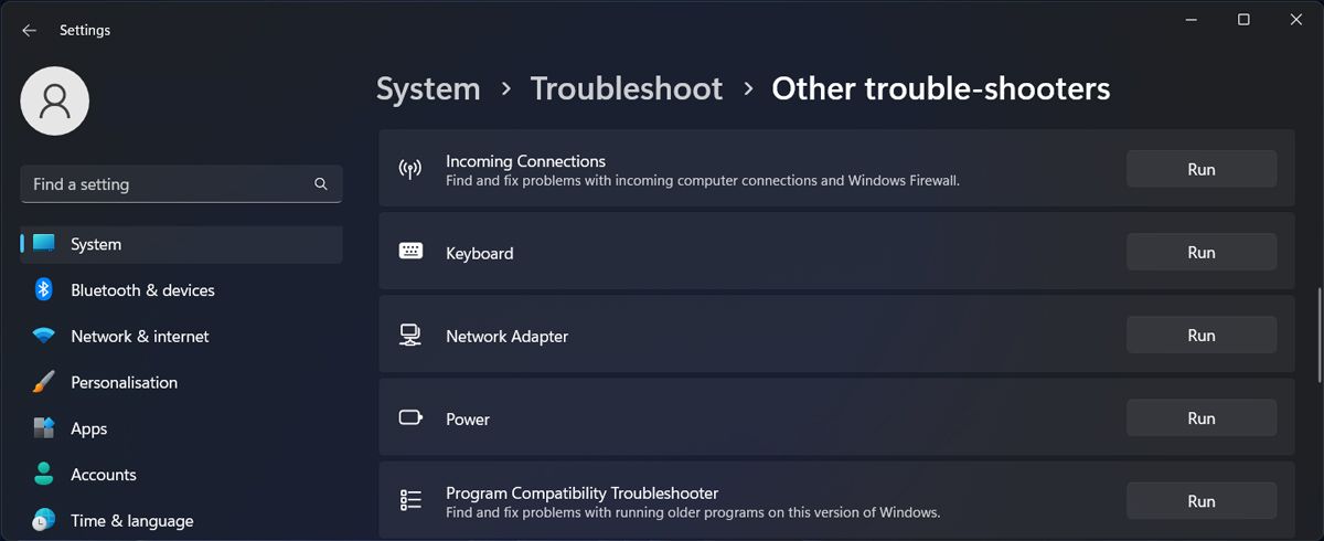 Jalankan pemecah masalah jaringan di Windows 11