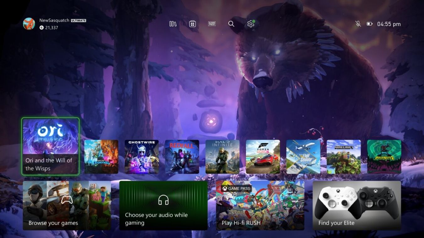 An image taken from the promotional page for the new Xbox Series X and S dashboard for Xbox Insider members highlighting the new dashboard 