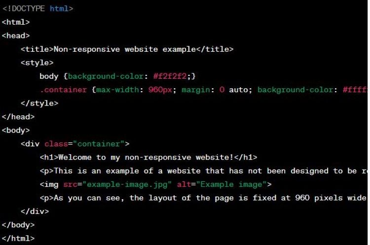what a non-responsive website code might look like
