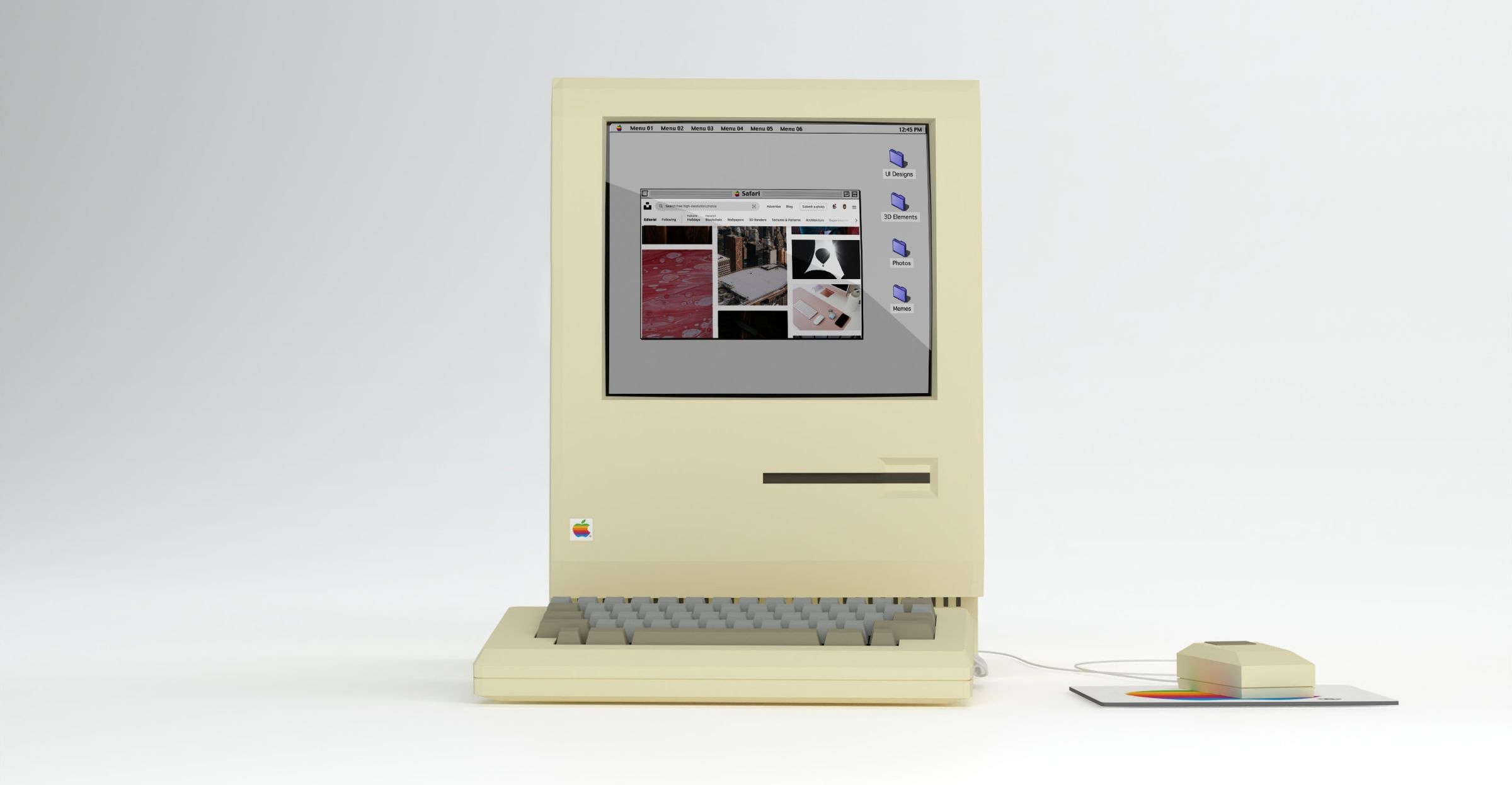 photo of vintage computer on white background 