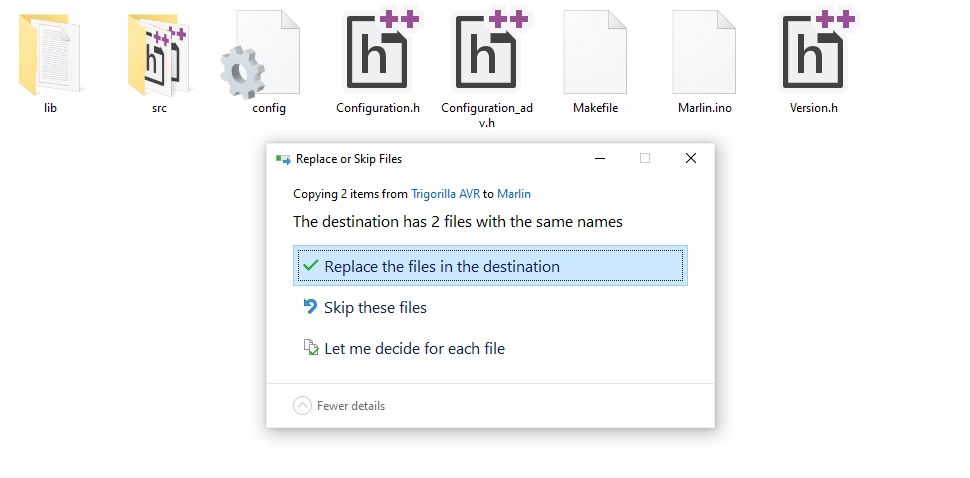 An option to replace the files in Marlin folder
