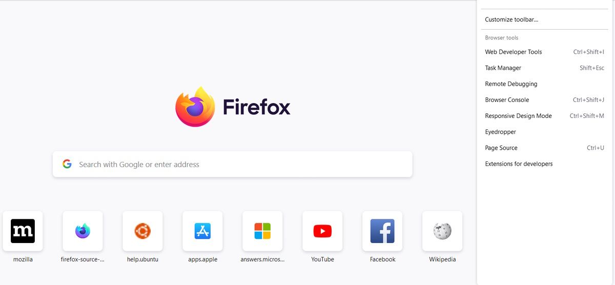 Menu Options That Show Page Source In Firefox