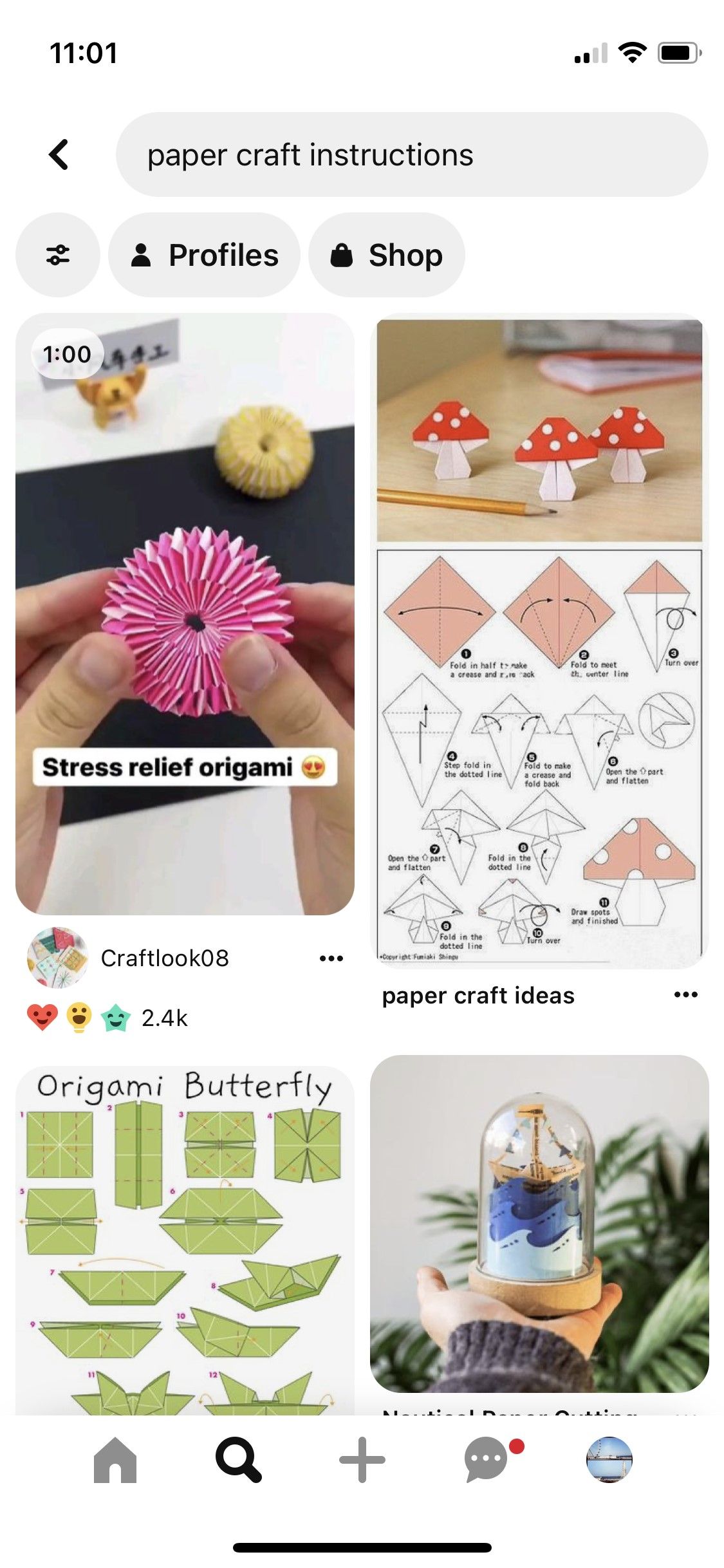 Pinterest - screenshot of paper craft instructions