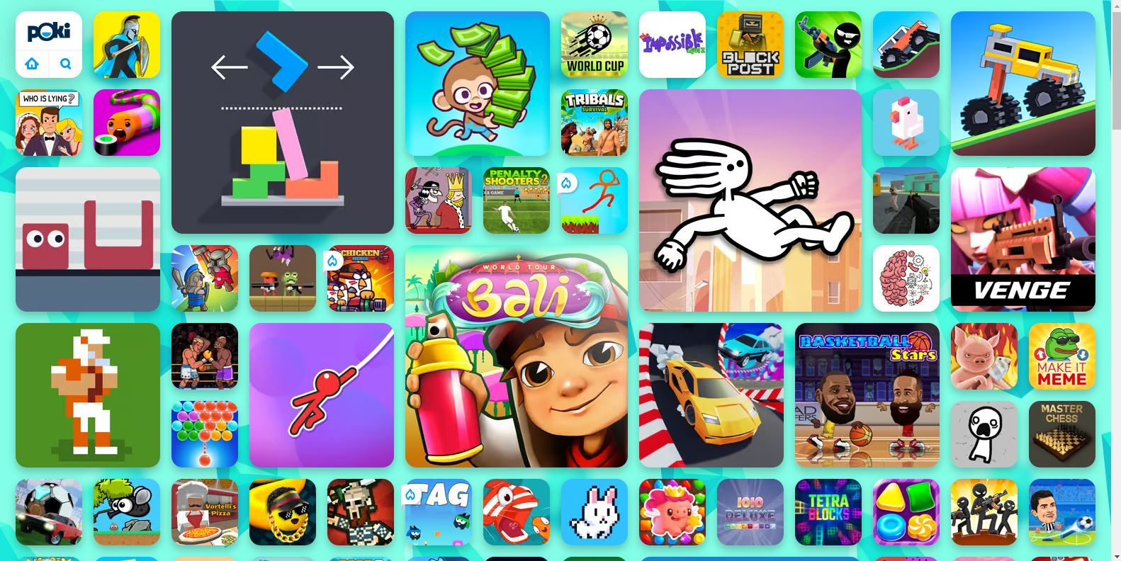 A Screenshot of Poki Free Online Games Landing Page