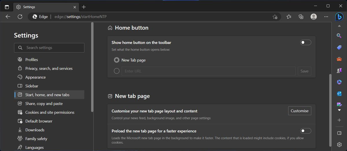 Preload the new tab page feature in Microsoft Edge