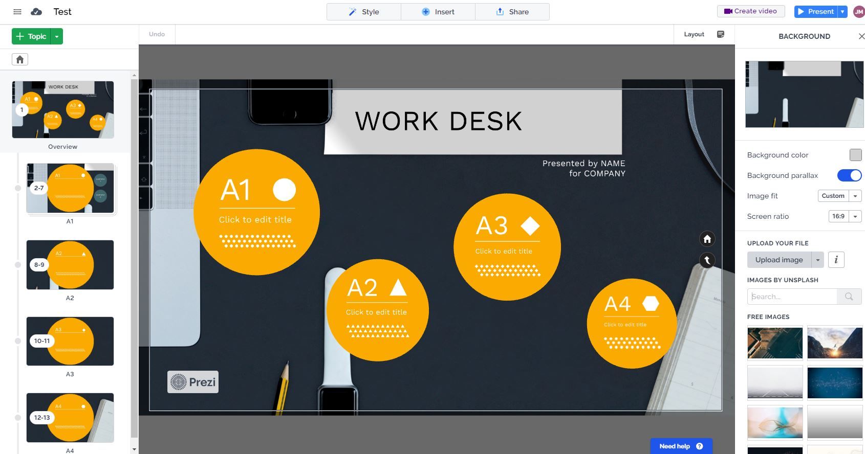 A Screenshot of Prezi s Free Online Presentation Maker