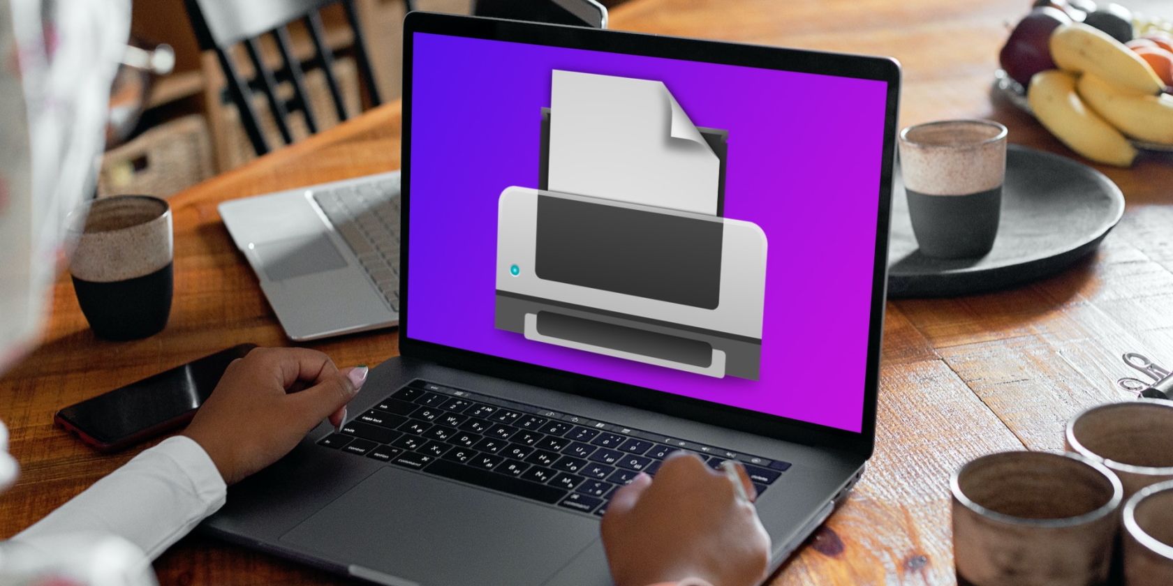 Large printer icon on a MacBook screen